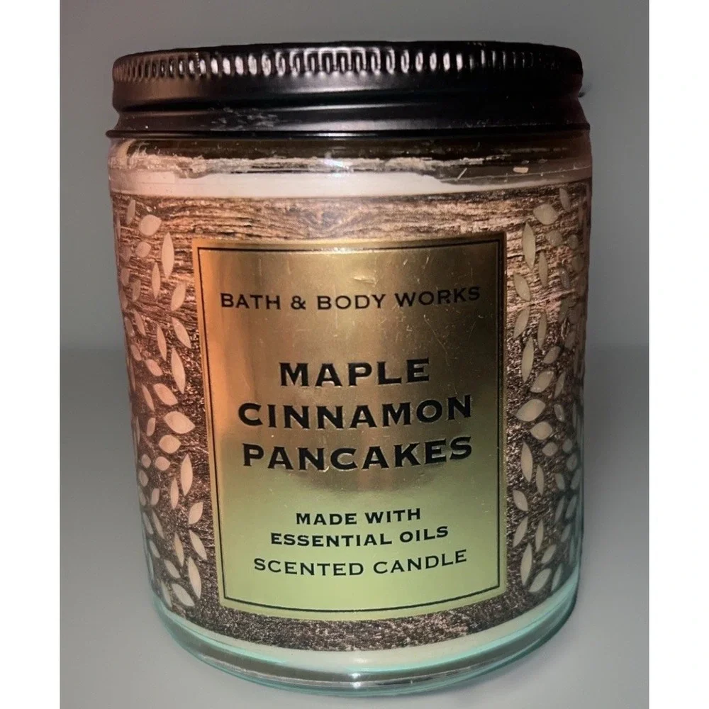 NEW Bath & Body Maple Cinnamon Pancakes Scented Candle 7 Oz Jar Essential Oils‎
